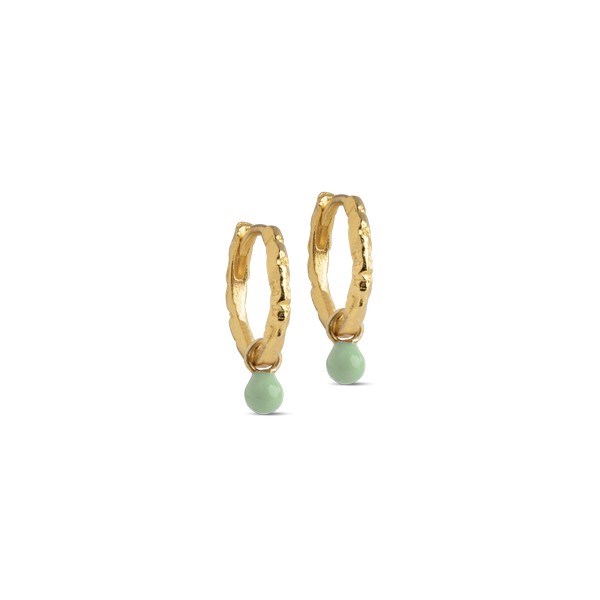 Billede af Enamel - Belle Dusty Green Hoops i forgyldt sølv